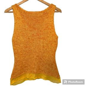 Laurie B Knit/Crochet Tank Top in Orange/Yellow